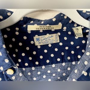 Men’s LG scotch&soda blue w white polka dot shirt.